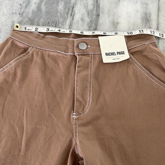 Rachel Paige XS Wide Leg Light Brown Cargo Pants Zip  Pockets Twill Streetwear - Picture 6 of 12